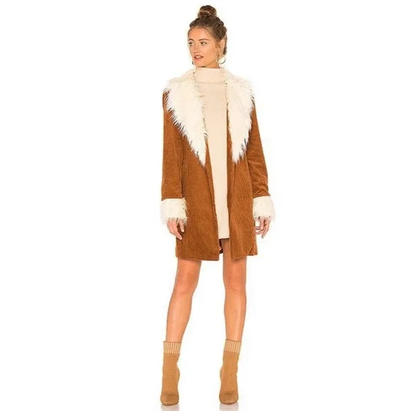 Show Me Your Mumu Corduroy Fur Penny Lane Coat Size XS - Picture 3 of 16